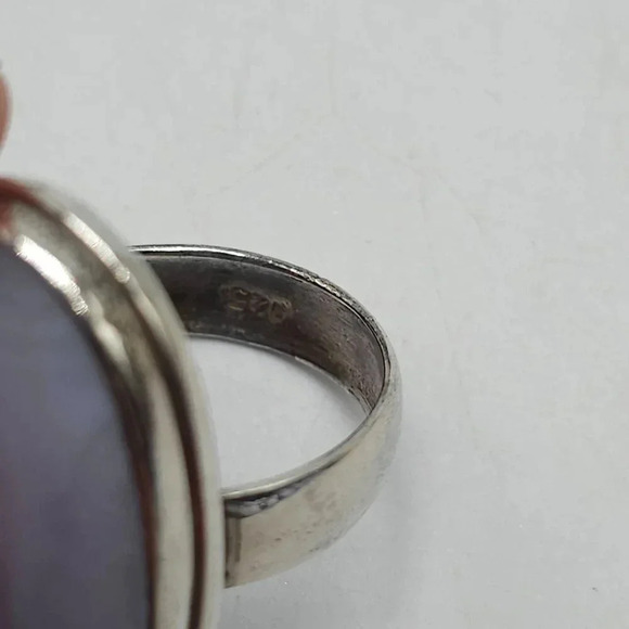 Vintage 925 Sterling Silver Blue Lace Agate Gemstone Ring Size 8.5 - Picture 5 of 7